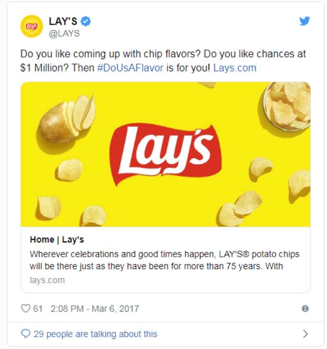 Lays brand hashtag