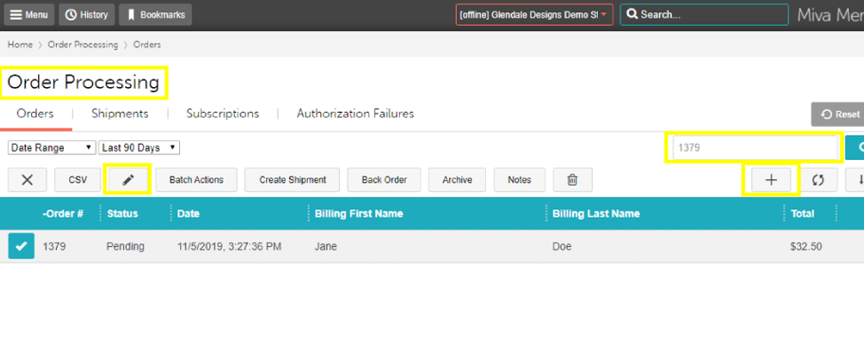 Miva Order Processing