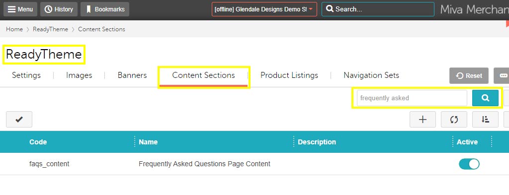 Finding Your Miva Content Sections