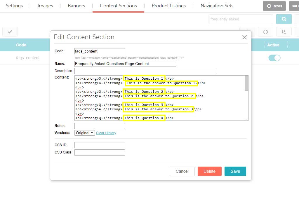 Editing Your Miva content Sections