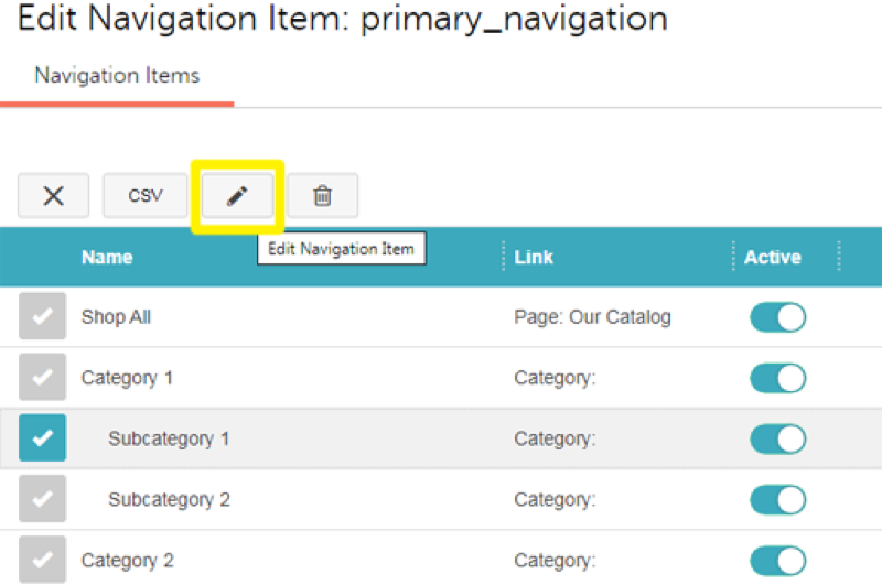 Edit Miva ReadyTheme Navigation Sets