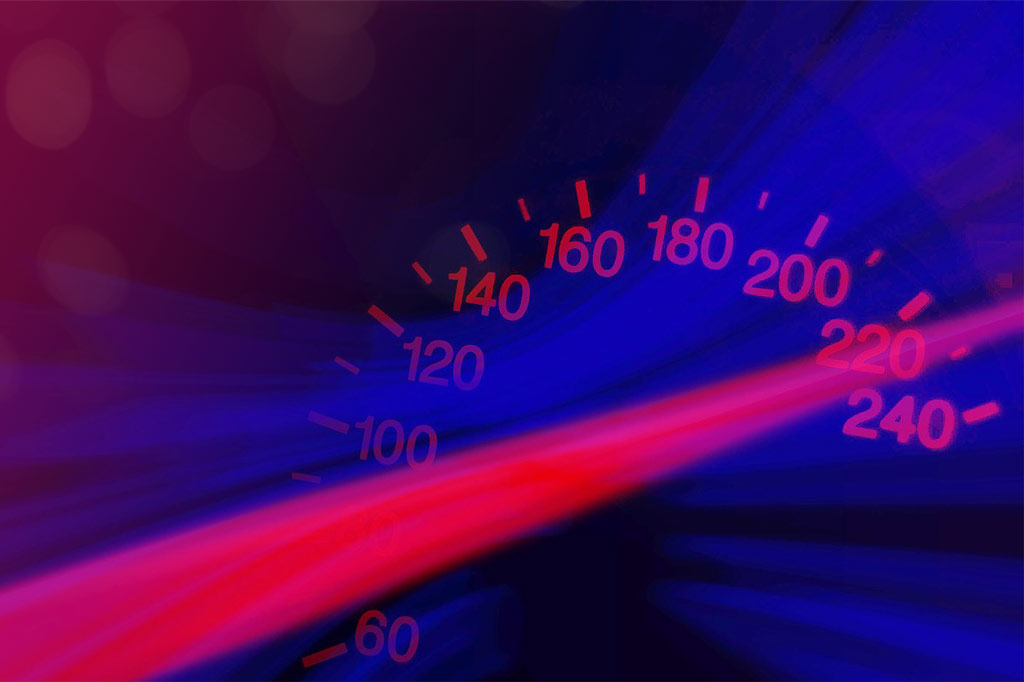 Speedometer reaching 220 mph