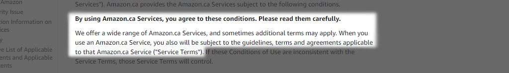 Amazon's conditions of use