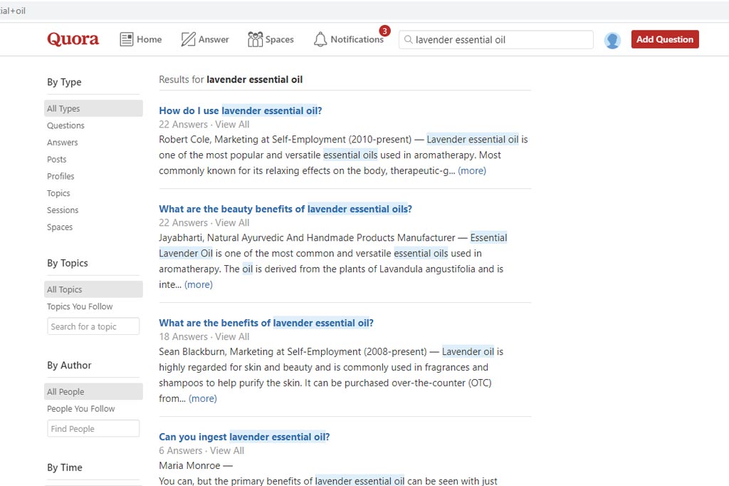 Quora screenshot for content marketing ideas