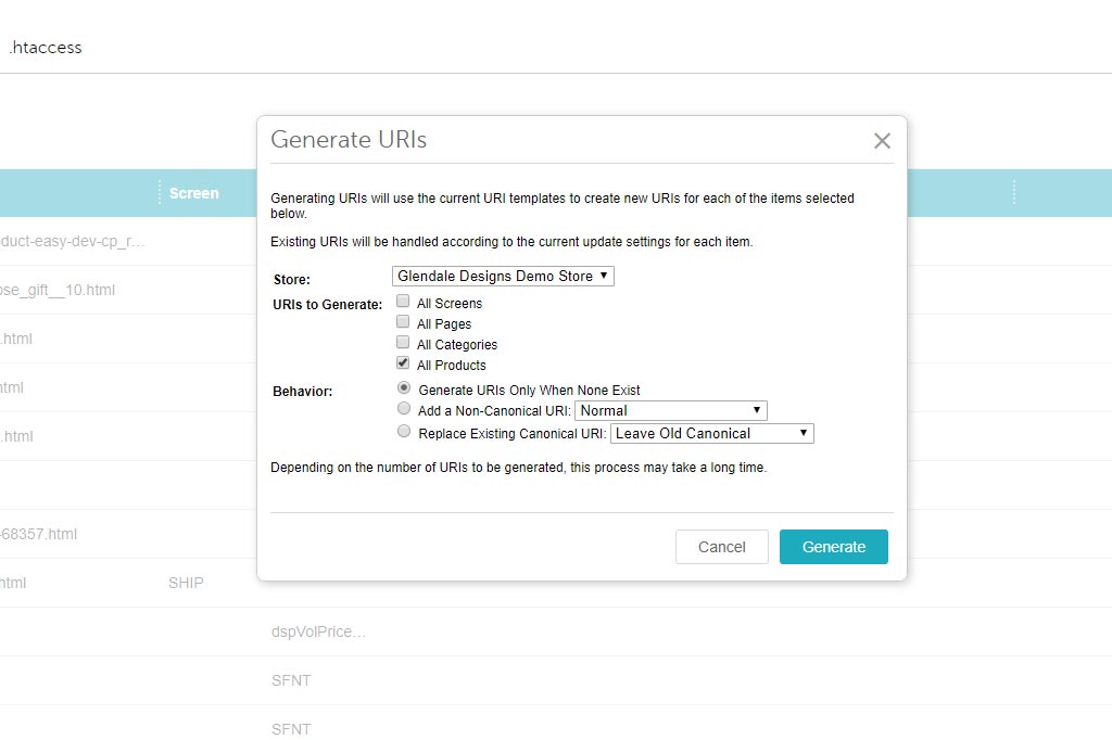 URI settings