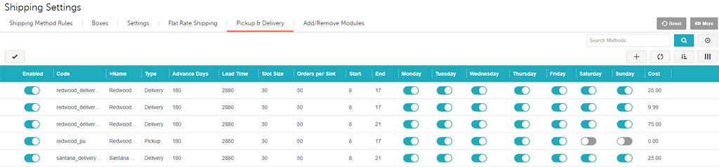 Miva admin settings