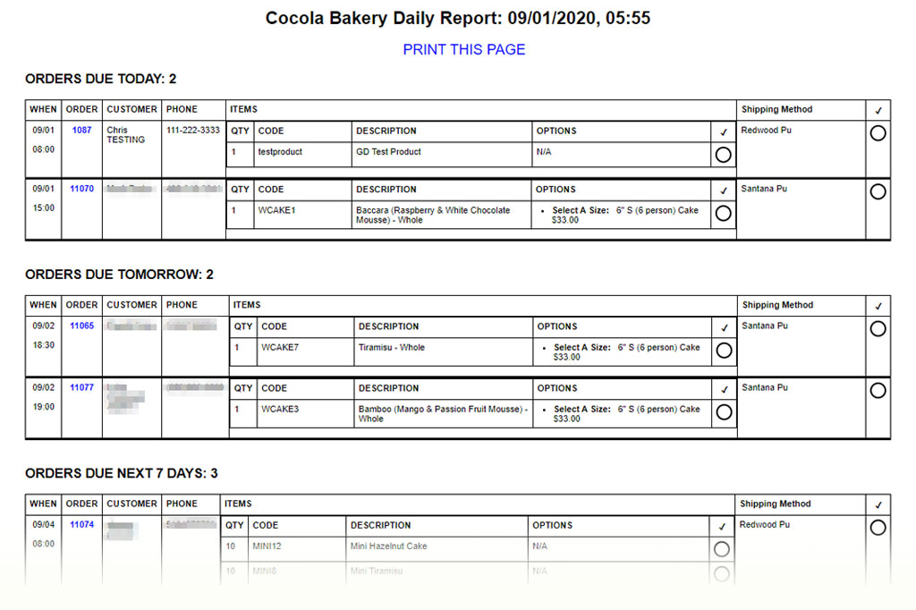 Pickup and Delivery module report