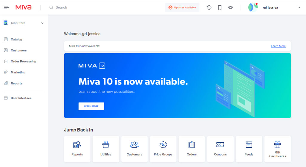 Miva 10 Walkthrough Home screen