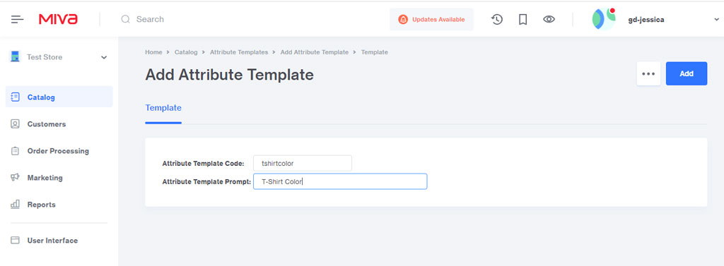 Miva 10 Attribute Templates Tab