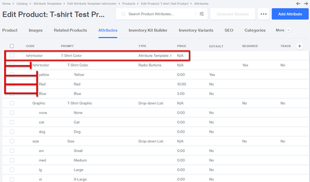 Attribute Template in Miva 10