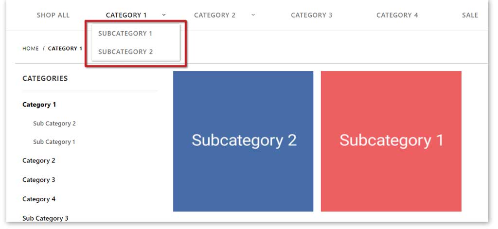 Sort your subcategories in your navigation menu 1