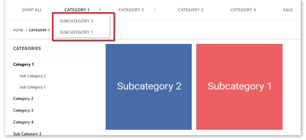 Sort your subcategories in your navigation menu 2