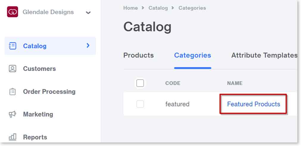 Open Featured Products Category