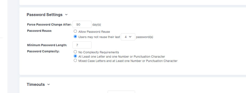 Password Settings