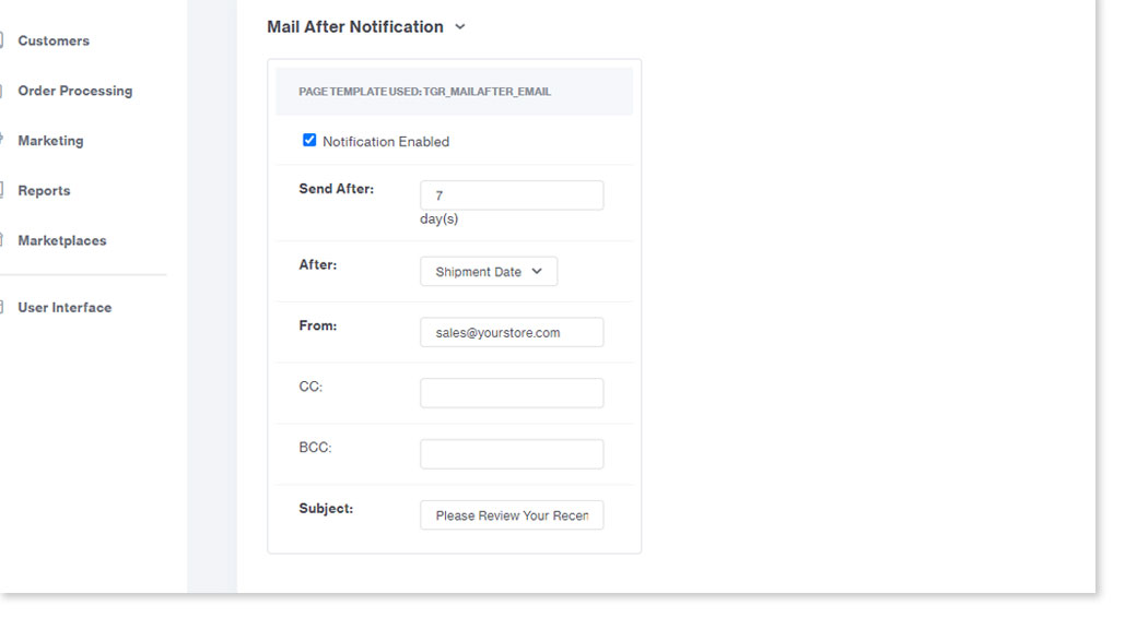 Review email settings