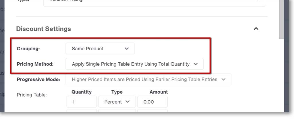 Volume Pricing Settings