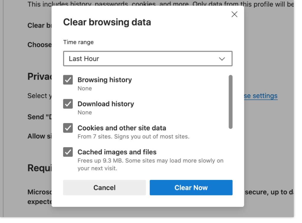 Clear your cache in Edge