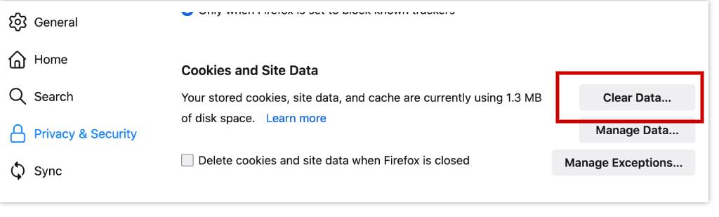 Firefox cache settings