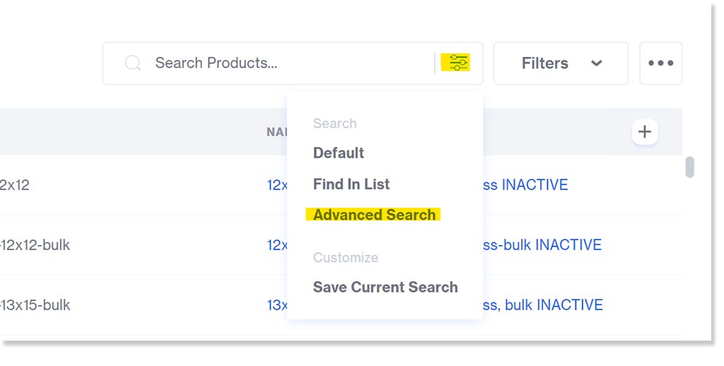 Filtering product variants