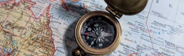 Compass on a map