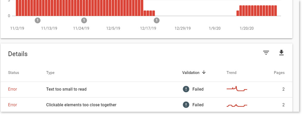 On-Page SEO Errors - Clickable items too close together