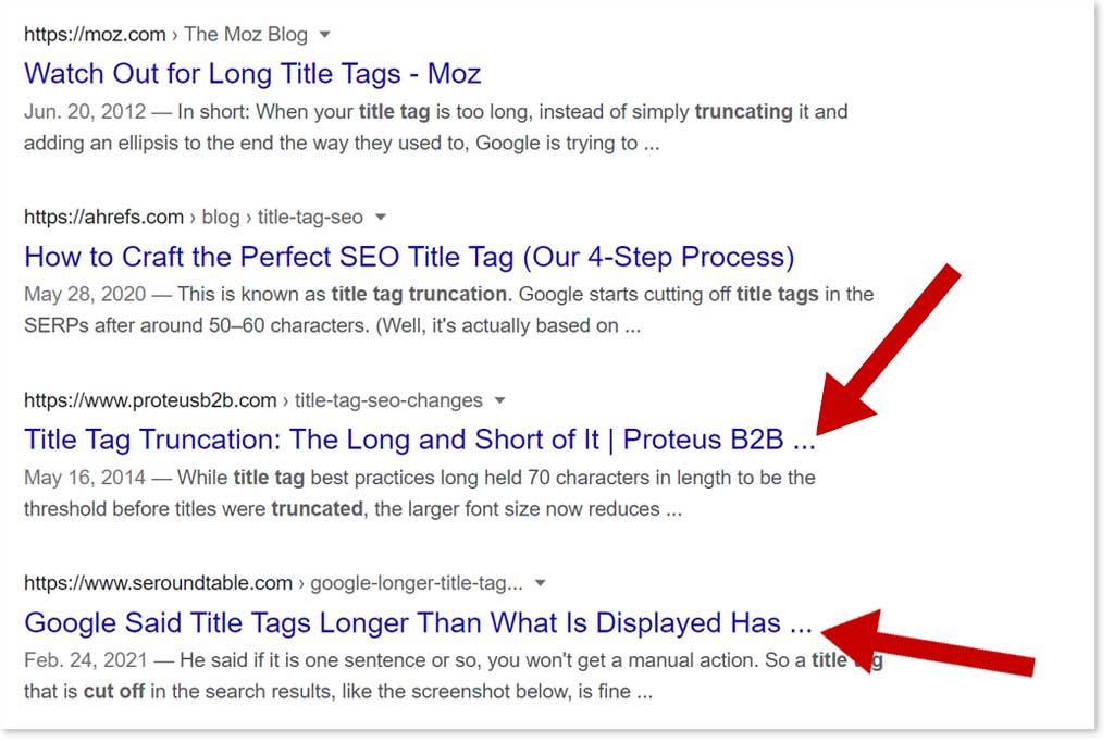 Truncated Title Tags