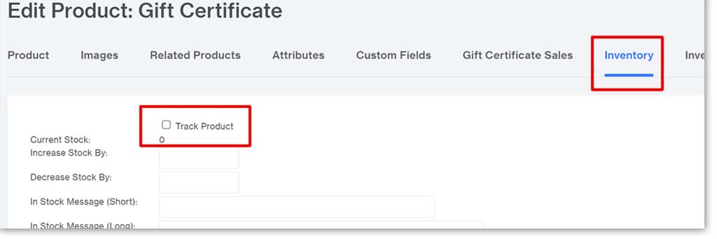 Turn off gift certificate tracking