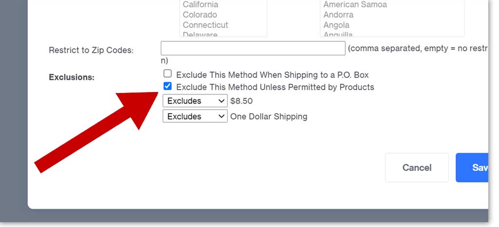 shipping exclusions